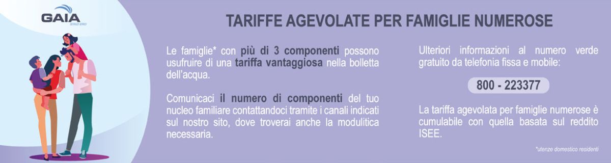 TARIFFE AGEVOLATE PER FAMIGLIE NUMEROSE